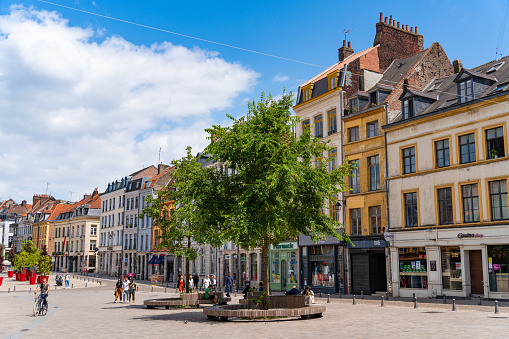 Street view with tourists at Lille, France
