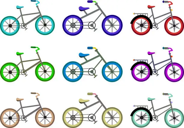 Vector illustration of set of colorfull bicycle