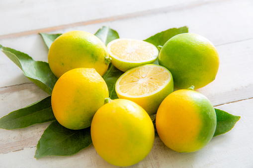 Meyer lemon, citrus fruits, background material