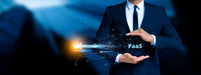 Platform as a service PaaS - cloud computing services Internet technology and development concept.