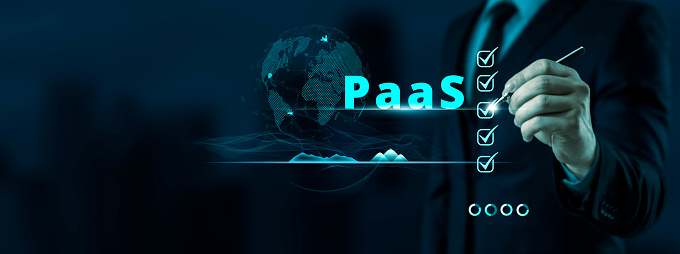 Platform as a service PaaS - cloud computing services Internet technology and development concept.