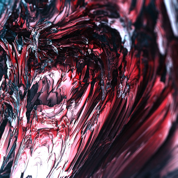 istock Abstract Expressionism, 3D Waves, 3D models in vibrant red and dark hues, the interplay of form, texture, and vibrant black and red colours 2031647341