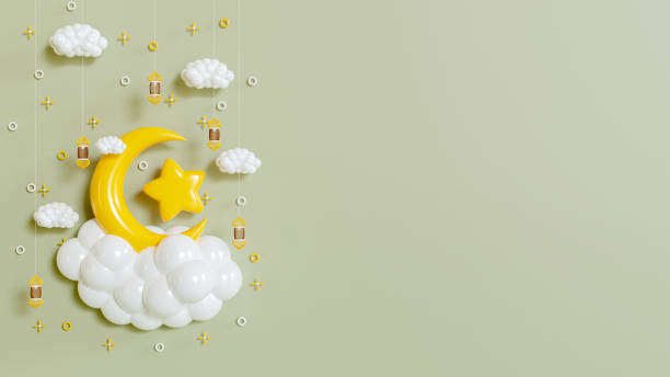 istock Ramadan kareem islamic greeting background with crescent moon, lantern, star, podium and empty space 2031692330