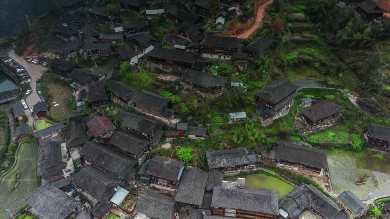 Miao Village in Rain and Mist