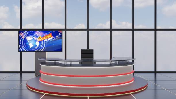 istock white table and led background in a news studio room.3d rendering. 2031705194