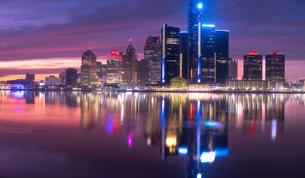 Detroit, Michigan - Skyline at Dusk