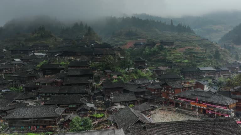 Miao Village in Rain and Mist