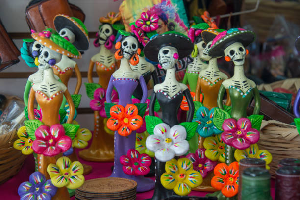 Mexican artisanal treasures, displaying a spectrum of colors and exquisite craftsmanship, lovingly made by Mexican hands and showcased at a market.