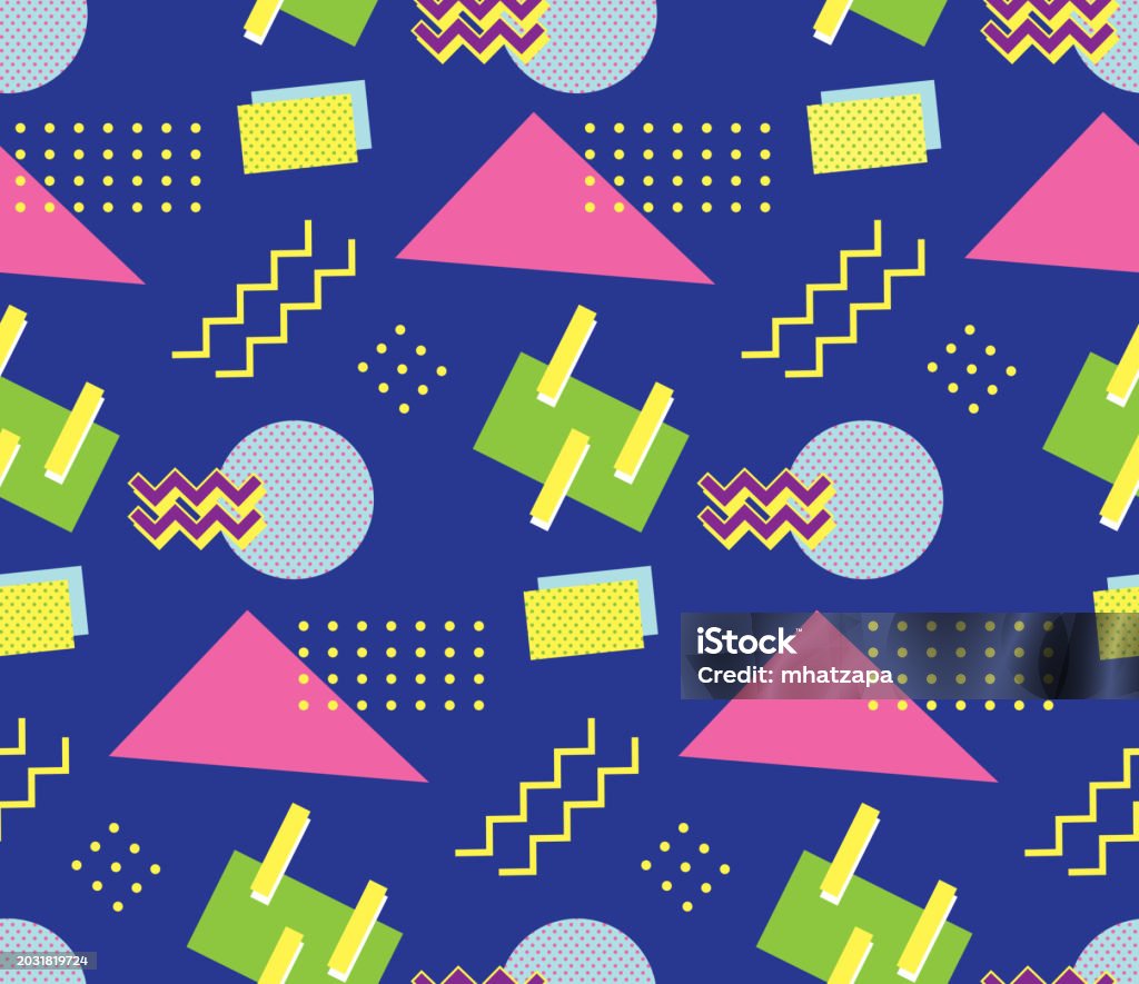 90s Block Pattern 90s Style Seamless Pattern Stock Illustration - Download Image Now ...