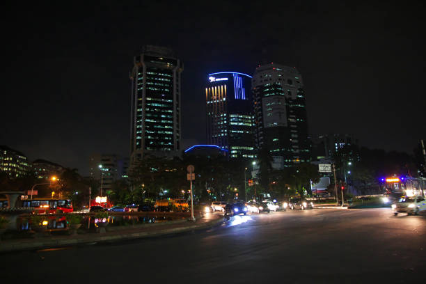Jakarta, Indonesia - 28 Jul 2016: The view on Jakarta at night, Indonesia