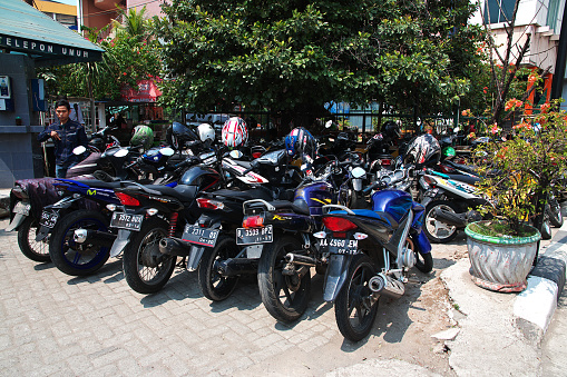 Jakarta, Indonesia - 29 Jul 2016: Bikes in old Jakarta, Indonesia