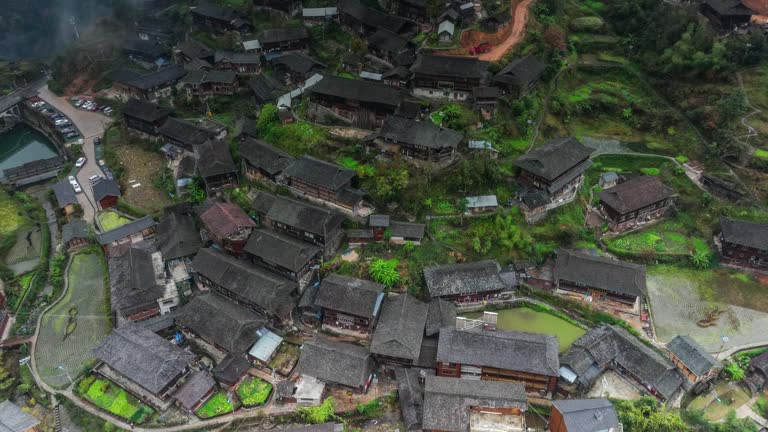 Miao Village in Rain and Mist