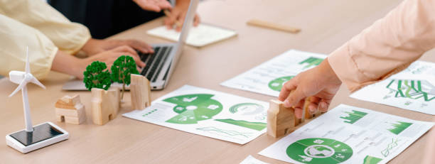 istock Environmental document was scatter on meeting table. Closeup. Delineation. 2031851108