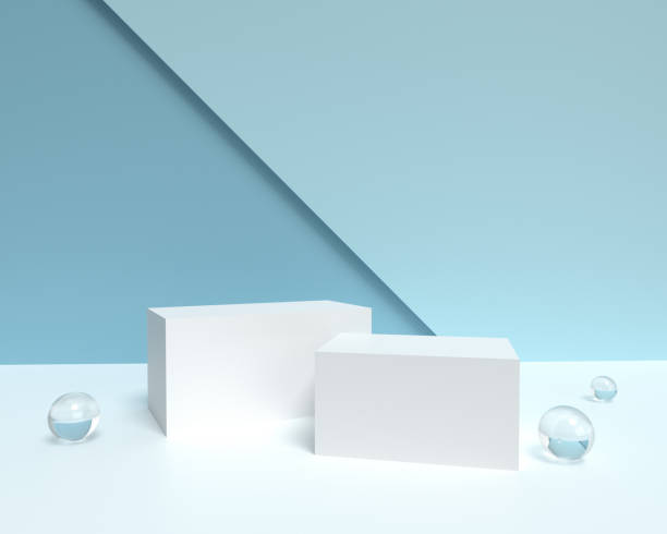 istock 3D geometric blue background with product podiums. 2031862909