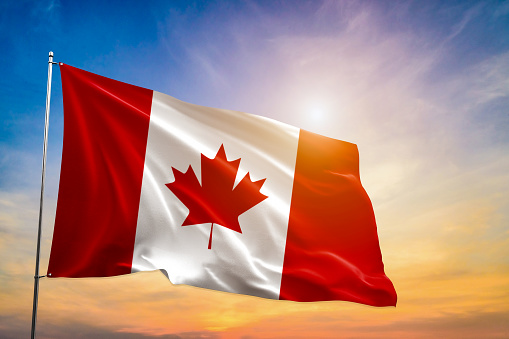 Close up studio shot of real Canadian flag for your presentations.
