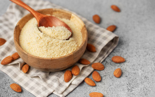istock Fresh almond flour in a  bowl and almonds 2031926455