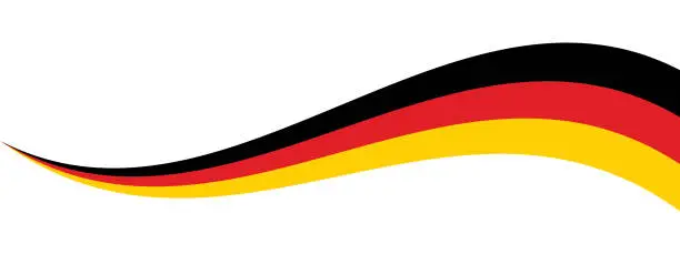 Vector illustration of Black, red and yellow colored curved border background, as the colors of Germany flag. Flat vector illustration.