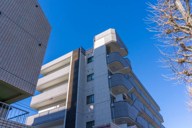 Apartment exterior and blue sky