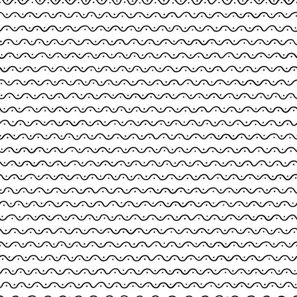 Vector illustration of Seamless black and white pattern with waves. Minimalistic design