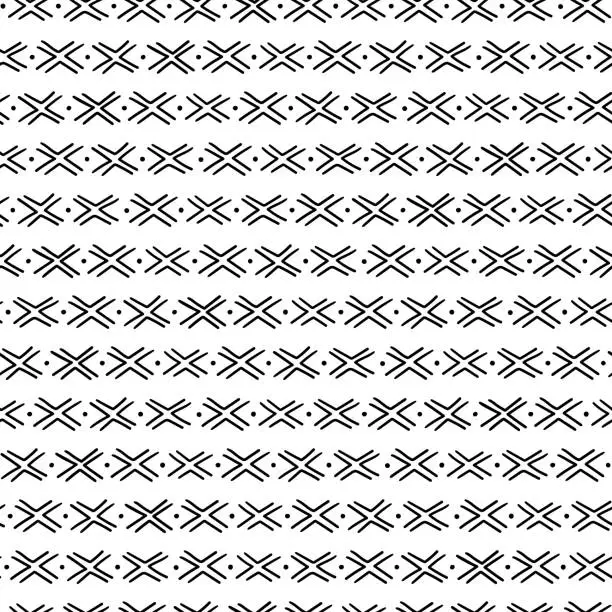 Vector illustration of Stylish monochrome doodles. Hand drawn ethnic seamless pattern