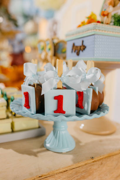 Birthday party decorations for a one-year-old.