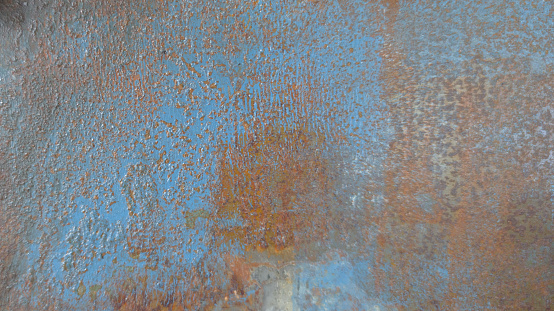 Background brown metal rusty steel with blue color ancient