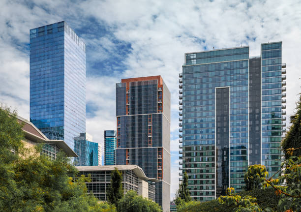 istock Downtown skyscrapers, trees and a path, park in SOMA, San Francisco, California 2032105257