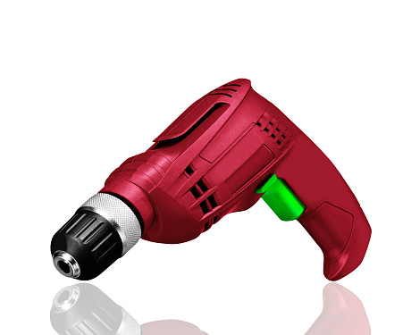 Red screwdriver drill isolated on a white