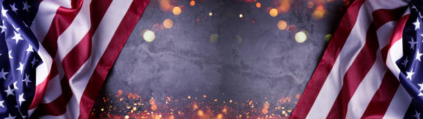istock American Flag on the grey background with copy space . Border for Independence day or Veteran's day. 2032148092