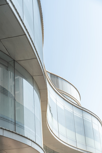 modern building exterior with abstract curve and copy space.