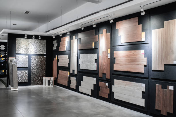 istock Sample wood texture laminate or parquet plates in a store or showroom 2032160949