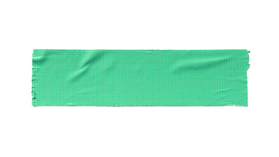 Green cloth tape on white background with clipping path