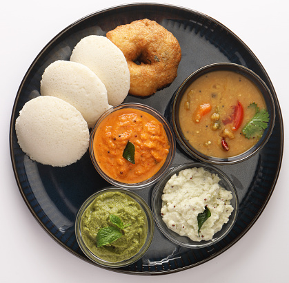 South Indian breakfast-Idli, sambar, Vada