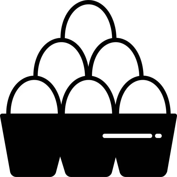 Vector illustration of Egg Carton glyph and line vector illustration