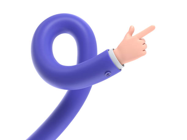 istock Cartoon Gesture Icon Mockup.Cartoon character hand pointing gesture. 3D rendering on white background.long arms concept. 2032189385