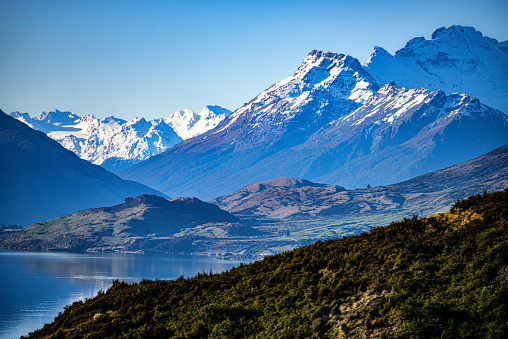 Glenorchy landscape at the northern end of Lake Wakatipu, New Zealand
