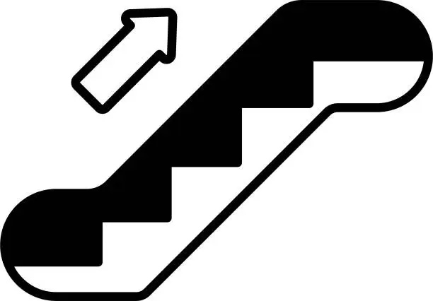 Vector illustration of Escalator up glyph and line vector illustration