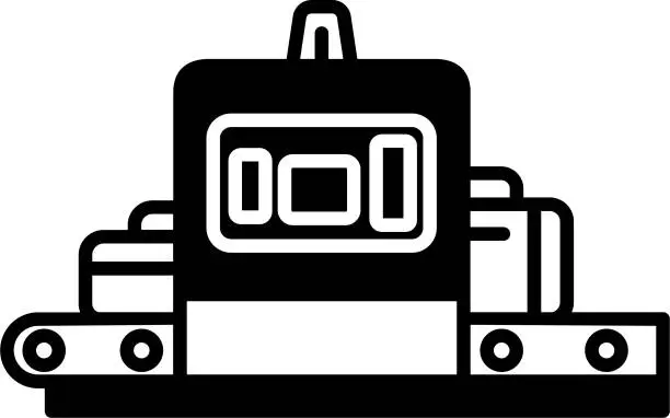 Vector illustration of Baggage scanner glyph and line vector illustration