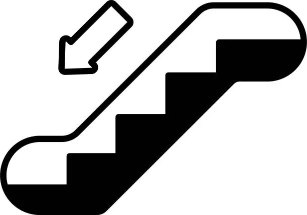 Vector illustration of Escalator down glyph and line vector illustration