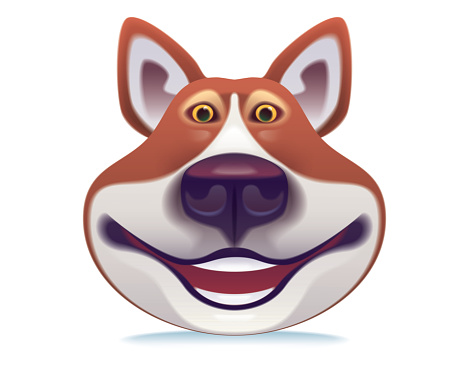 vector illustration of funny dog smiling icon