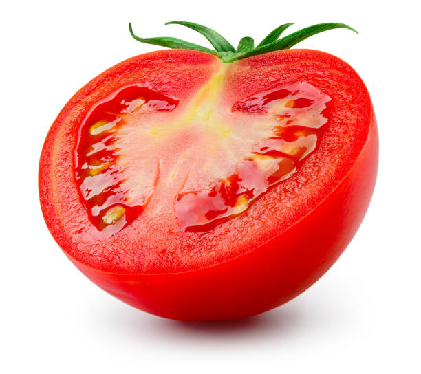 istock Tomato half isolated. Tomato on white background. Cut tomato side view. With clipping path. Full depth of field. 2032231771