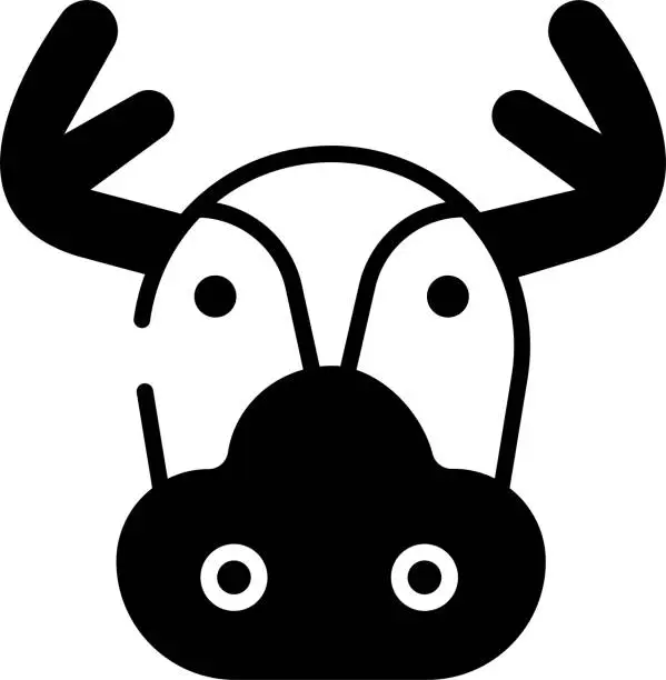 Vector illustration of Moose glyph and line vector illustration