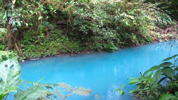 eine fantastische und farbenfrohe reise am rio celeste, costa rica - costa rica waterfall heaven rainforest stock-fotos und bilder