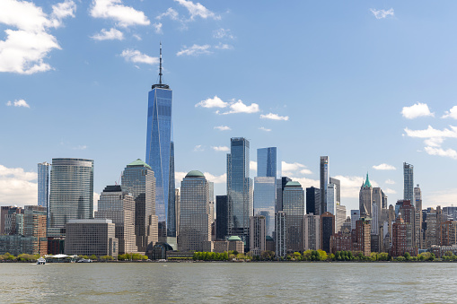 New York City skyline. Manhattan Skyscrapers panorama over Hudson river