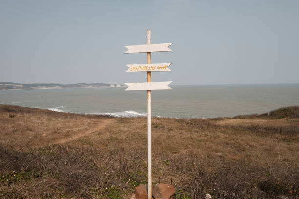 A blank signboard by the seaside