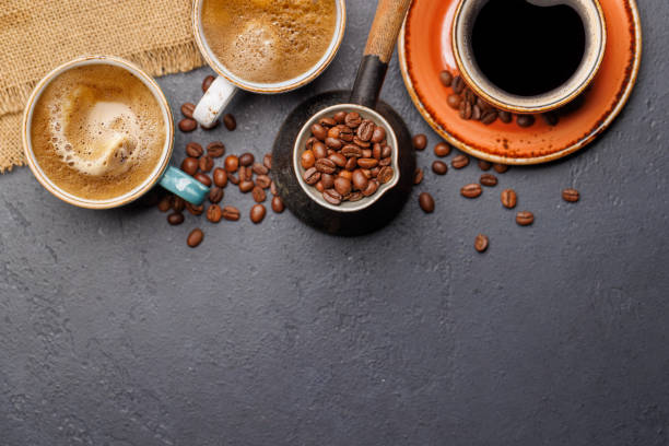 istock Roasted coffee beans and various espresso coffee cup 2032282592