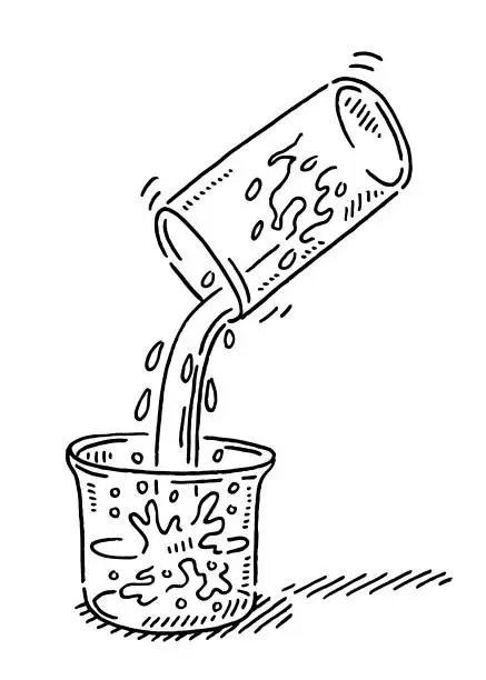 Vector illustration of Refilling Glass Of Water Drawing