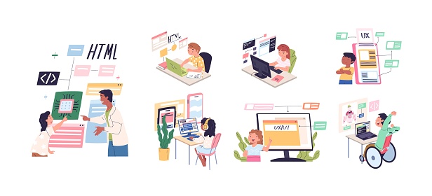 Children Code Learning Kids Writing Codes Child Programming Schools It ...