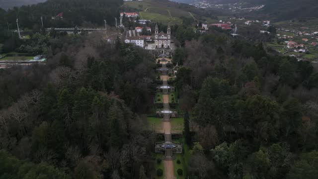 Sanctuary Nossa Senhora dos Remédios, Lamego, Portugal aerial view