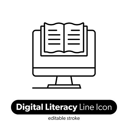 Digital Literacy Line Icon. Editable Stroke Vector Icon.